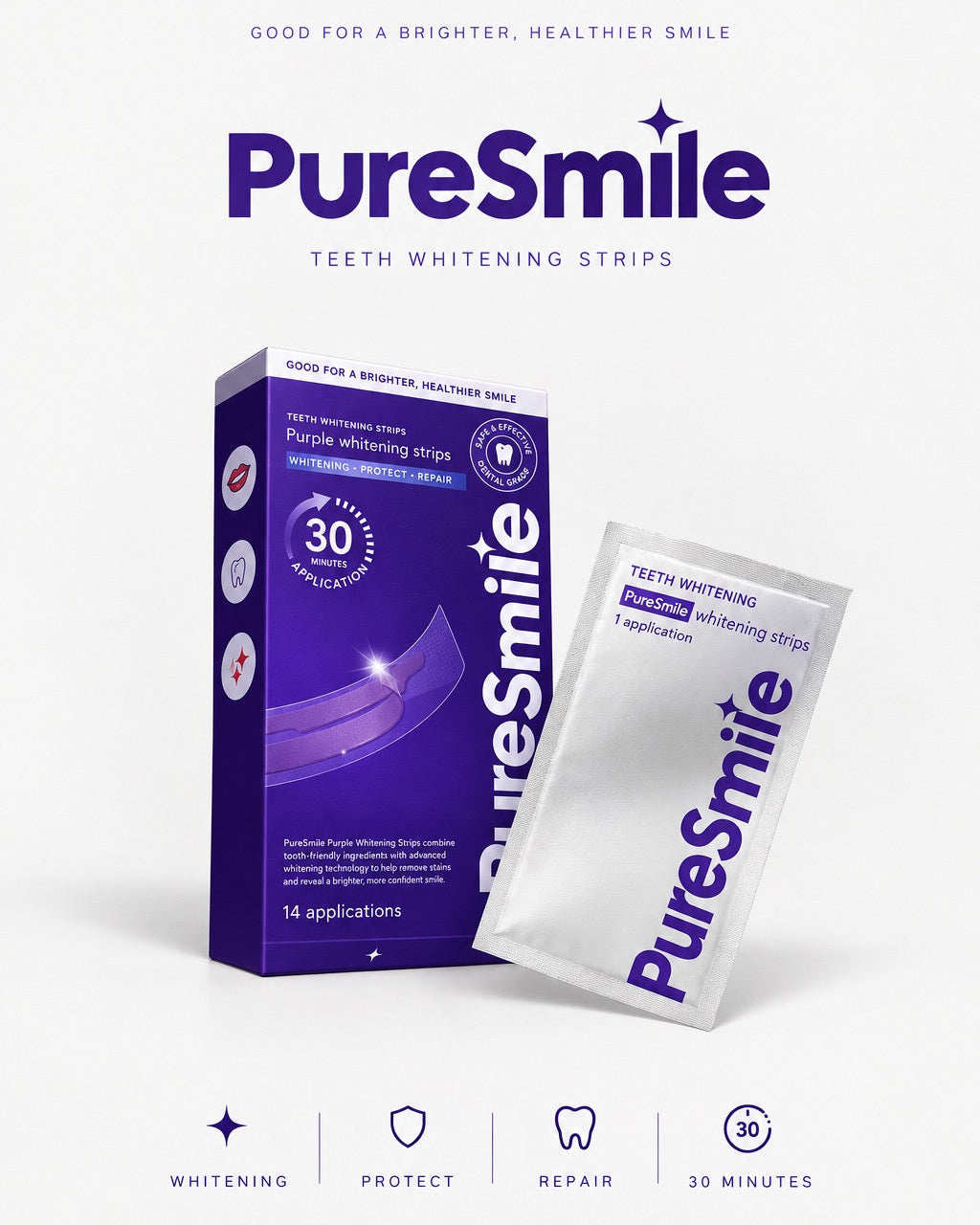 PureSmile™ Whitening Strips | A Brighter Smile Starts With One Use.